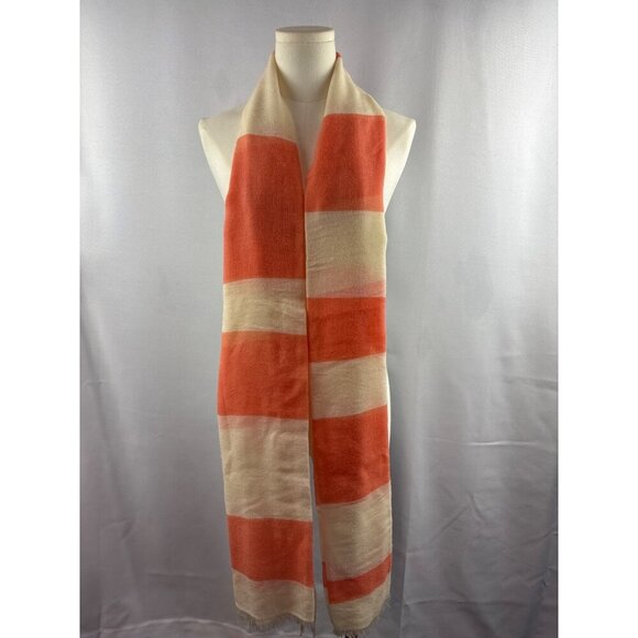 Striped Coral & Cream Scarf - Picture 2 of 6